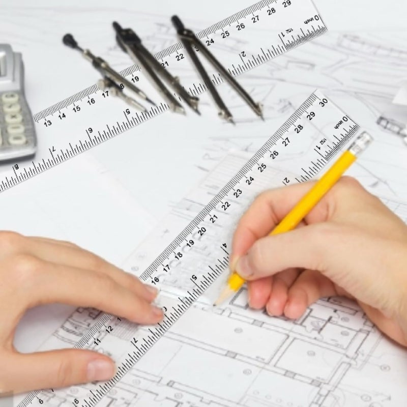 KASBEE Plastic Ruler 12 inch, Clear Rulers with Hanging Holes, Inches, Centimeters, Millimeters, Straight Measuring Tools for Students, School and Office, Pack of 2 - Image 5